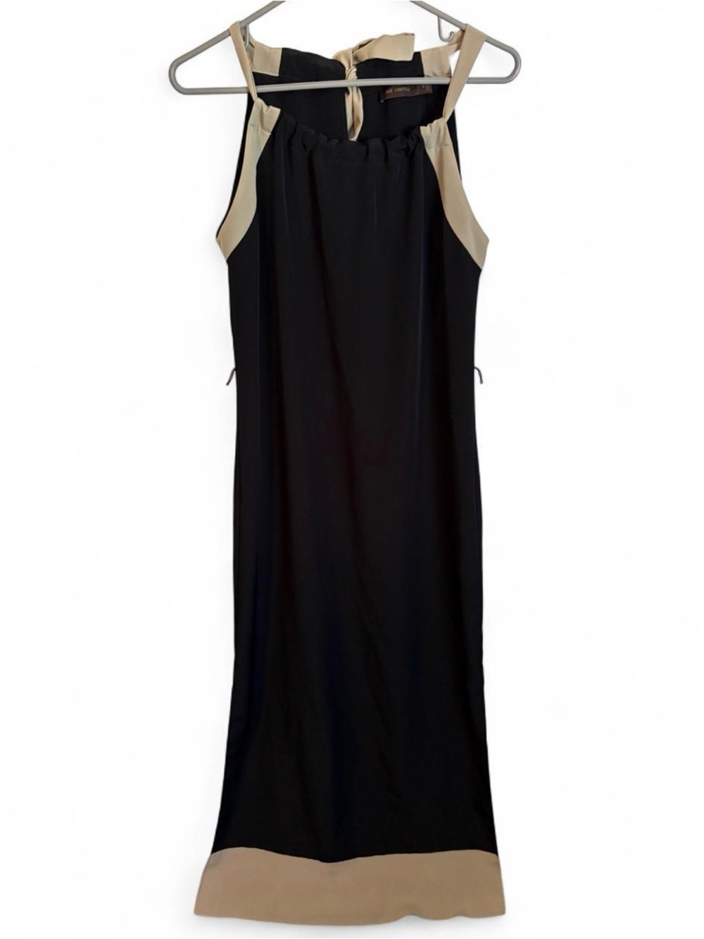 The Limited Colorblock Halter Maxi Dress Black with Tan Trim Women's Size S